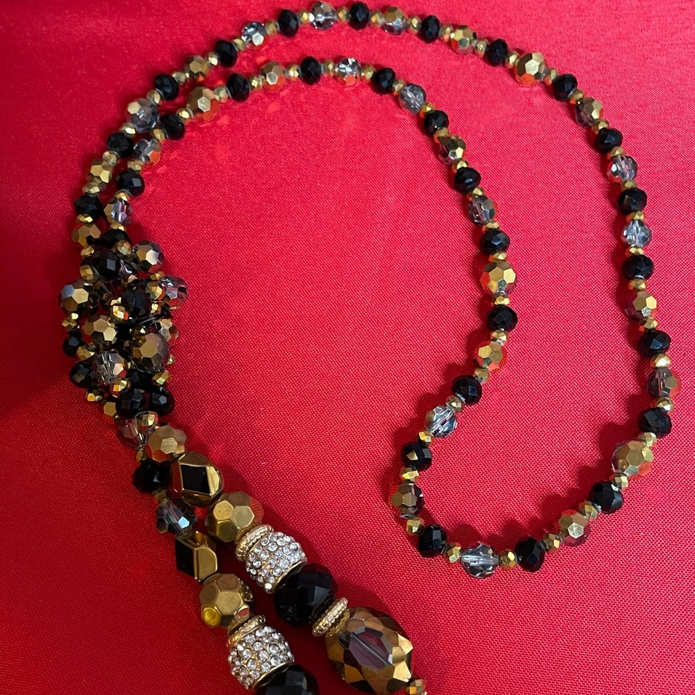 Beaded and Rhinestone Necklace - Picture 2 of 3
